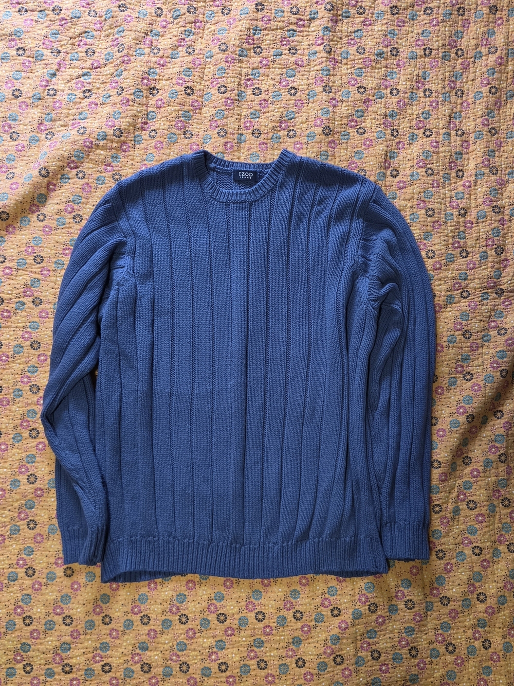 Izod Ribbed Crewneck Sweater in Blue L